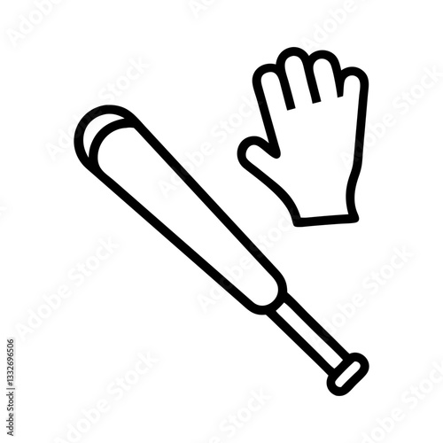 baseball bat and glove icon, baseball bat and glove flat illustration - simple vector illustration of baseball bat and glove , perfect for icons and logos