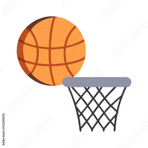 basketball and hoop icon, basketball and hoop flat illustration - simple vector illustration of basketball and hoop , perfect for icons and logos
