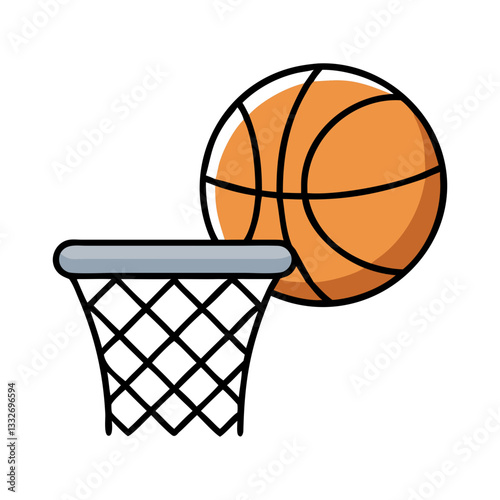 basketball and hoop icon, basketball and hoop flat illustration - simple vector illustration of basketball and hoop , perfect for icons and logos