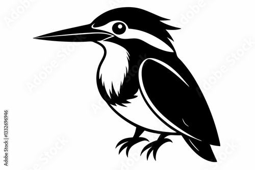 kingfisher line art silhouette vector illustration photo