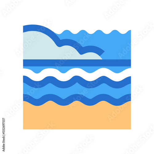 beach and ocean waves icon, beach and ocean waves flat illustration - simple vector illustration of beach and ocean waves , perfect for icons and logos