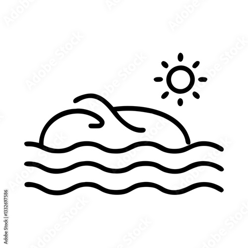 beach and ocean waves icon, beach and ocean waves flat illustration - simple vector illustration of beach and ocean waves , perfect for icons and logos