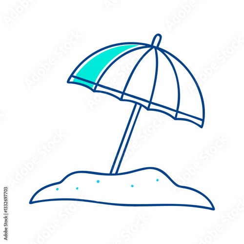 beach umbrella and sand icon, beach umbrella and sand flat illustration - simple vector illustration of beach umbrella and sand , perfect for icons and logos