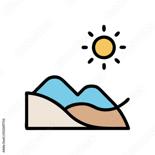 beach umbrella and sand icon, beach umbrella and sand flat illustration - simple vector illustration of beach umbrella and sand , perfect for icons and logos