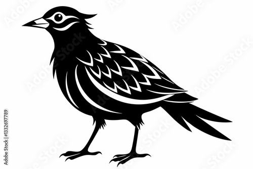 lark bird line art silhouette vector illustration