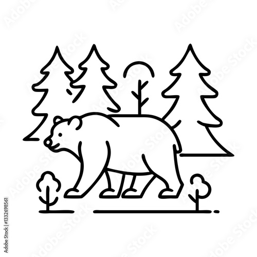 bear in forest icon, bear in forest flat illustration - simple vector illustration of bear in forest , perfect for icons and logos