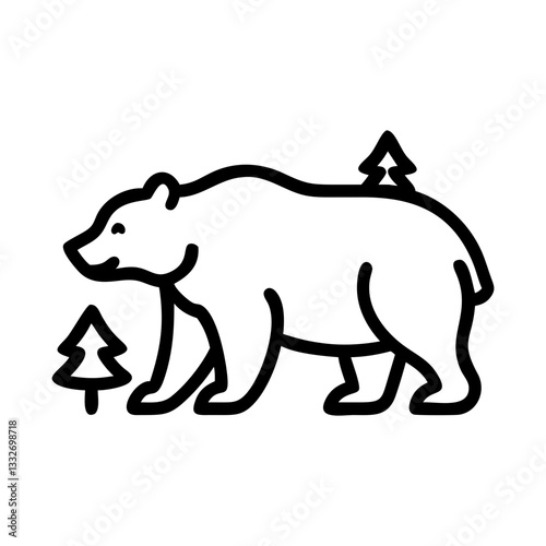 bear in forest icon, bear in forest flat illustration - simple vector illustration of bear in forest , perfect for icons and logos
