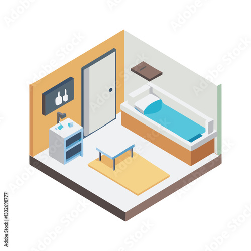 bedroom bathroom icon, bedroom bathroom flat illustration - simple vector illustration of bedroom bathroom , perfect for icons and logos