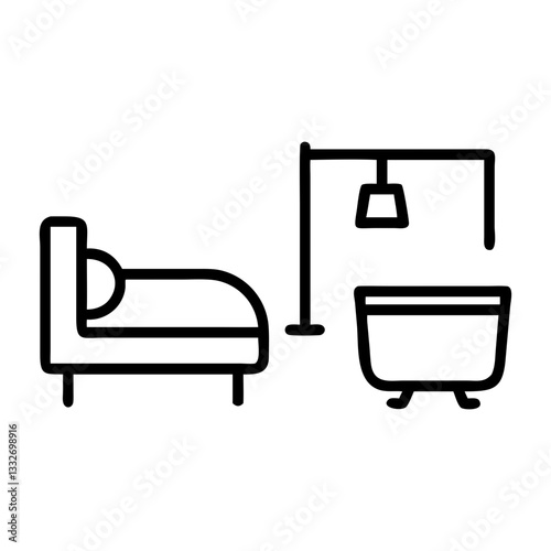 bedroom bathroom icon, bedroom bathroom flat illustration - simple vector illustration of bedroom bathroom , perfect for icons and logos