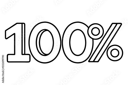 100 Percent Number with Underline – Flat Vector Icon for UI and Web Design

