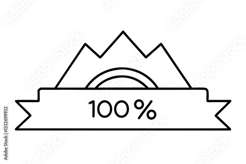 100 Percent Number with Underline – Flat Vector Icon for UI and Web Design

