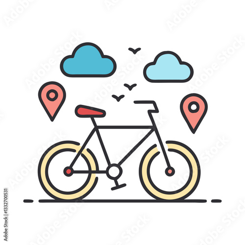 bicycle ride icon, bicycle ride flat illustration - simple vector illustration of bicycle ride , perfect for icons and logos