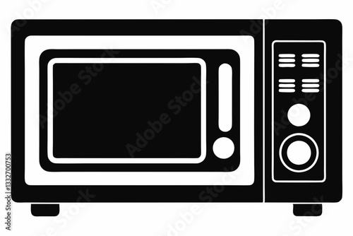 microwave oven line art silhouette vector illustration