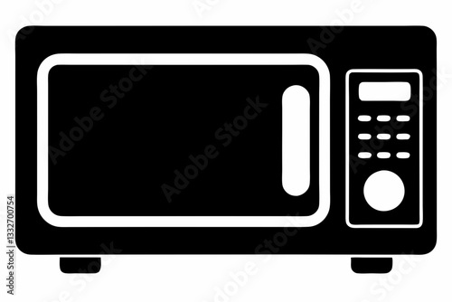 microwave oven line art silhouette vector illustration