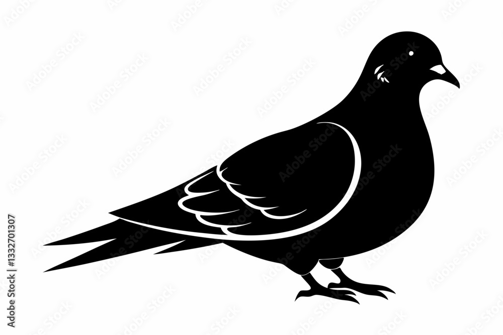 Obraz premium mourning dove line art silhouette vector illustration