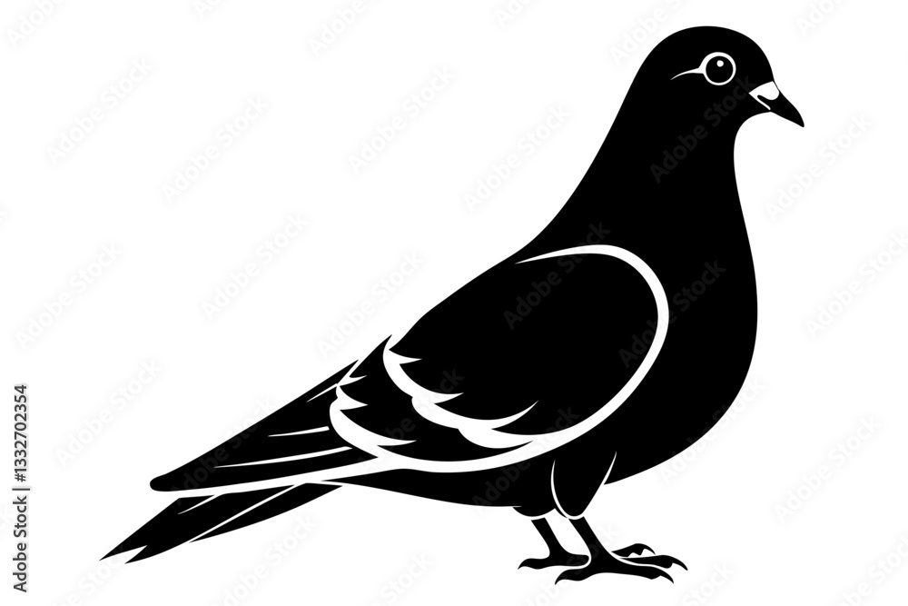 Fototapeta premium rock pigeon line art silhouette vector illustration