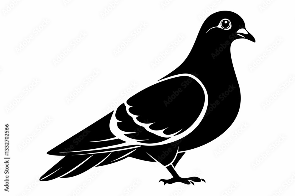 Fototapeta premium rock pigeon line art silhouette vector illustration