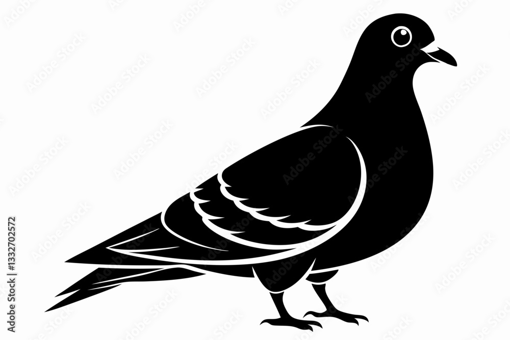 Fototapeta premium rock pigeon line art silhouette vector illustration