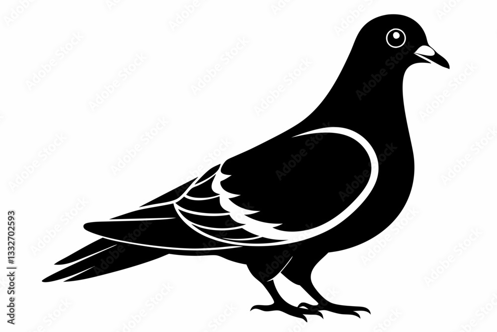 rock pigeon line art silhouette vector illustration