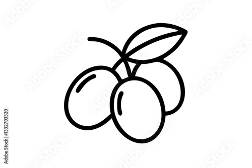 Black Olive Icon – Flat Vector Illustration for Food Apps & Menus

