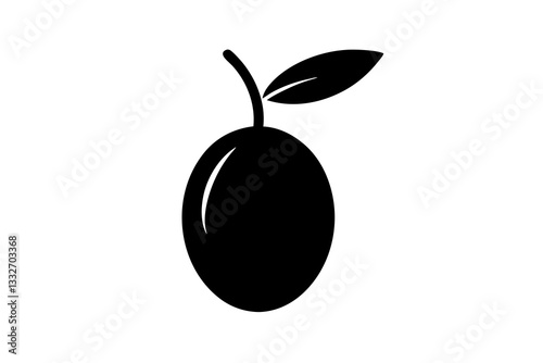Black Olive Icon – Flat Vector Illustration for Food Apps & Menus

