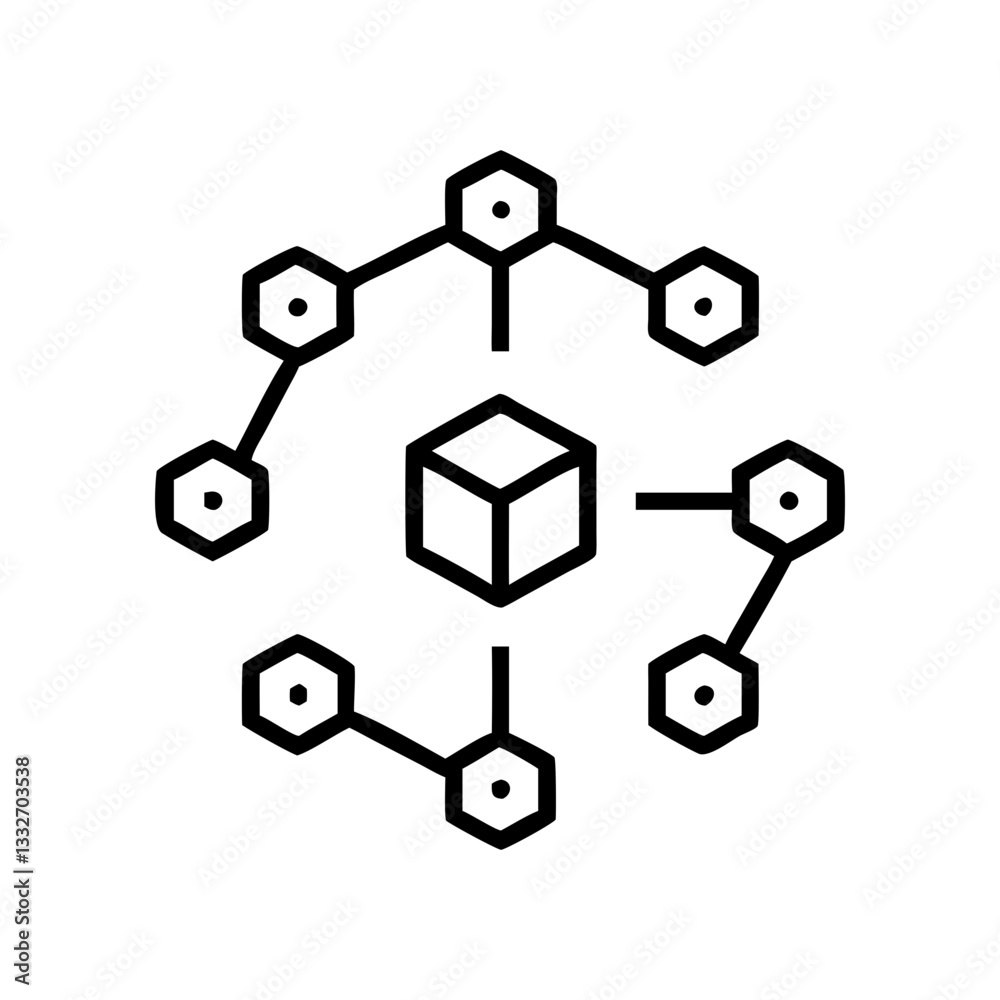 blockchain icon, blockchain flat illustration - simple vector illustration of blockchain , perfect for icons and logos
