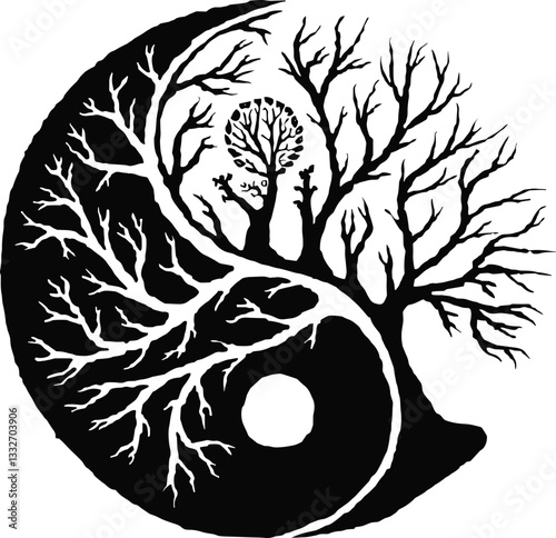 Yin yang harmony symbol nature vector illustration