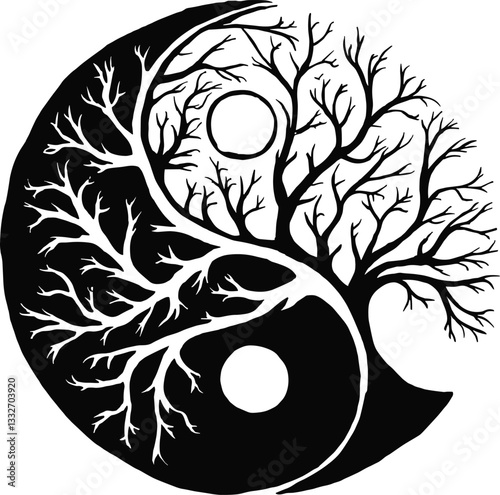 Yin yang harmony symbol nature vector illustration