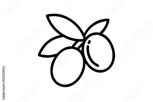 Black Olive Icon – Flat Vector Illustration for Food Apps & Menus

