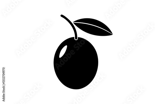 Black Olive Icon – Flat Vector Illustration for Food Apps & Menus

