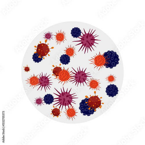 Virus bacterial infection in zoom view. Microorganism in laboratory diagnosis