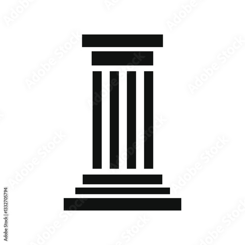 Column icon. Black and white illustration of column. Flat design.