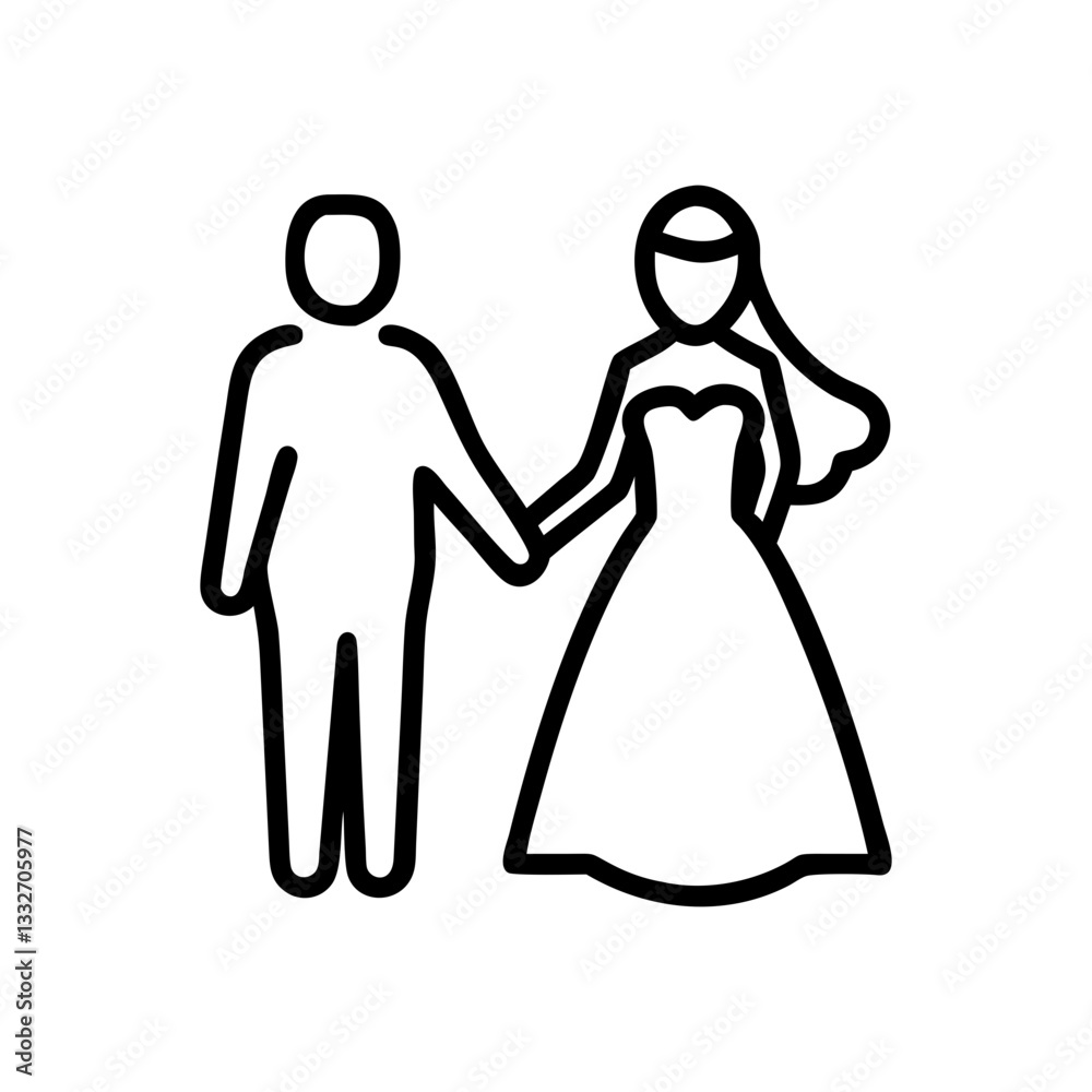 bride and groom icon, bride and groom flat illustration - simple vector illustration of bride and groom , perfect for icons and logos