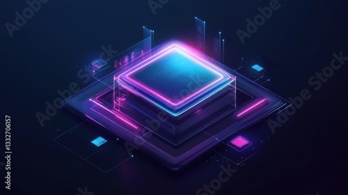 Wallpaper Mural Futuristic Digital Design with Neon Glow on Dark Background Torontodigital.ca