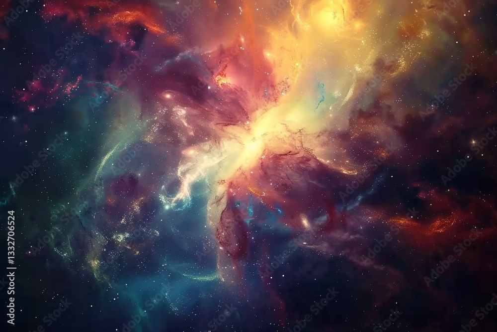 Naklejka premium Vibrant Spiral Galaxy: A Cosmic Animation in Motion