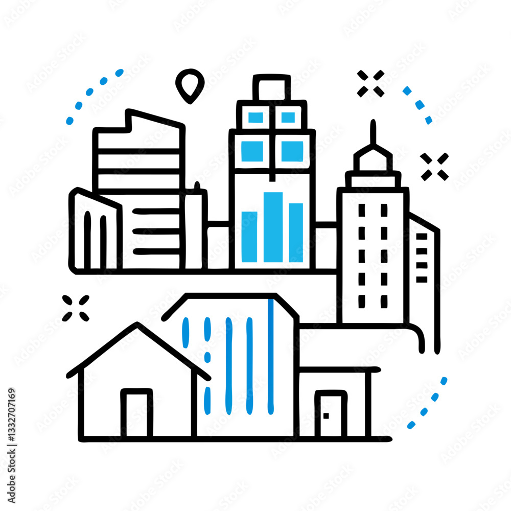 Obraz premium buildings architecture icon, buildings architecture flat illustration - simple vector illustration of buildings architecture , perfect for icons and logos