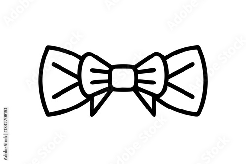 Bow Tie Icon – Line Art Fashion Accessory Symbol for Style and Formal Wear Designs


