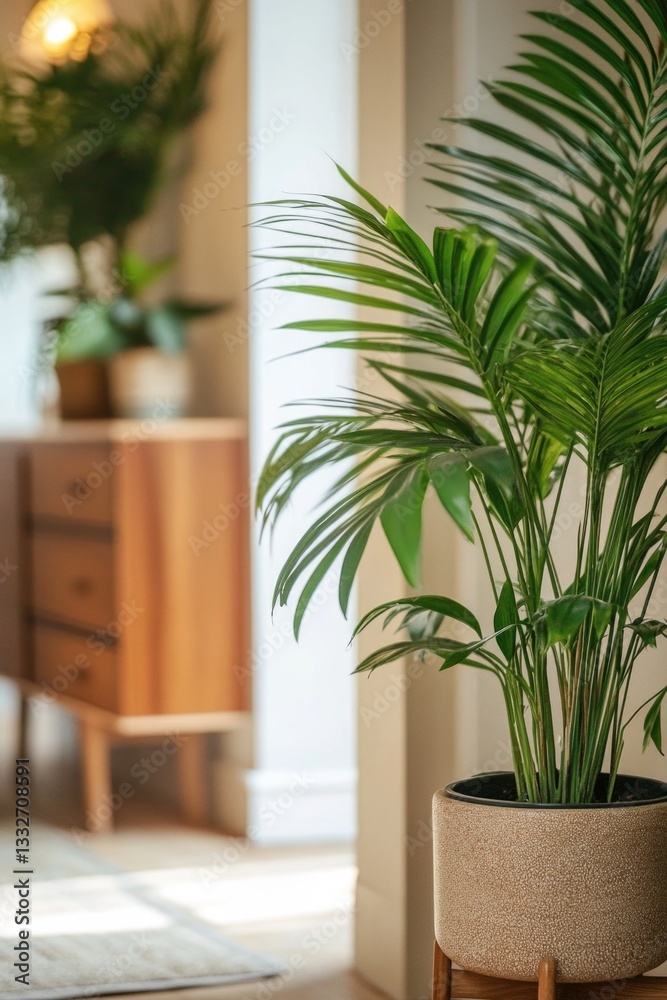 Fototapeta premium Potted Plant on Wooden Stand