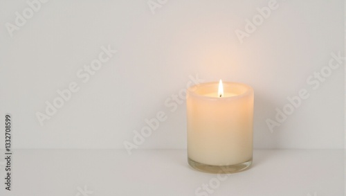 Wallpaper Mural Festive Christmas candle glowing in glass holder on white background Torontodigital.ca