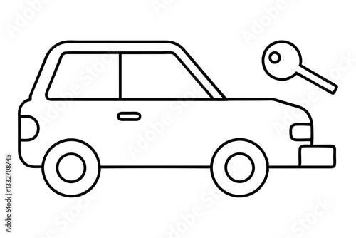 Car Key Icon – Flat Vehicle or Automobile Key Symbol for Apps and UI Design


