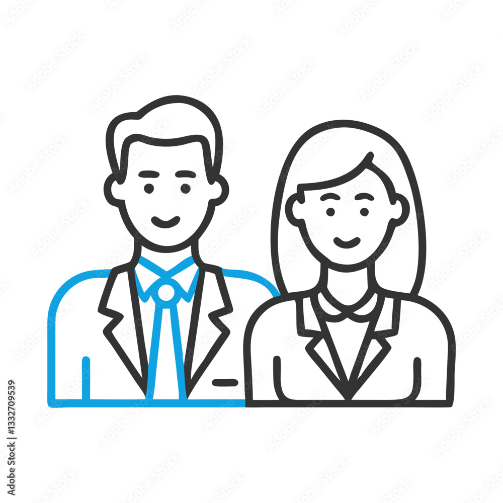 businessperson man and woman icon, businessperson man and woman flat illustration - simple vector illustration of businessperson man and woman , perfect for icons and logos businessperson man and woman icon, businessperson man and woman flat illustration - simple vector illustration of businessperson man and woman , perfect for icons and logos