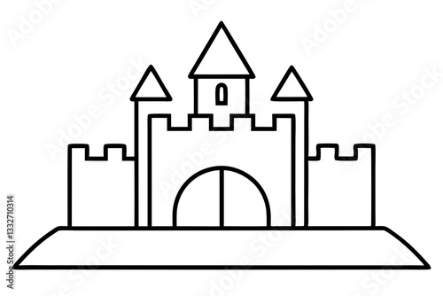 Castle Fortress Icon – Flat Citadel Base Vector for Games & Medieval Themes


