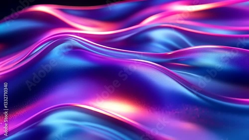 Wallpaper Mural Abstract colorful waves of fabric flowing smoothly, illuminated by vibrant lights in a dark background Torontodigital.ca