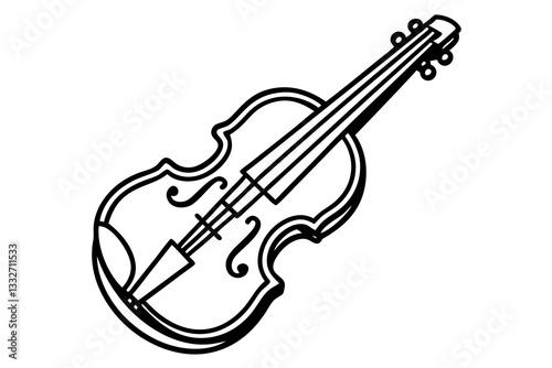 Line Art Classical Violin Icon – String Musical Instrument Vector SVG

