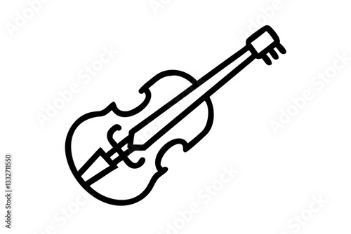 Line Art Classical Violin Icon – String Musical Instrument Vector SVG

