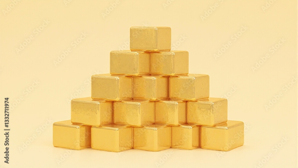 Golden pyramid structure representing success stability Golden pyramid structure representing success stability