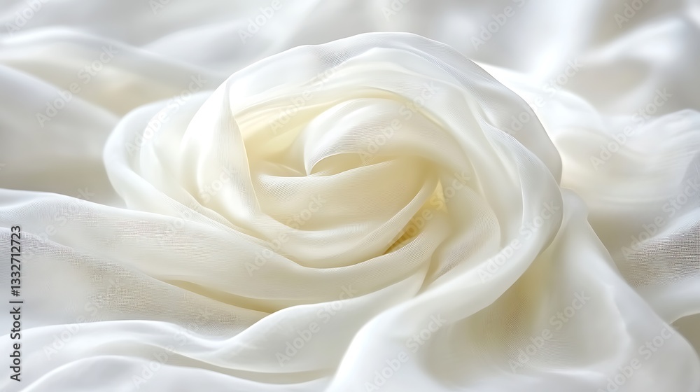 White delicate fabric softly draped in beautiful elegant swirls White delicate fabric softly draped in beautiful elegant swirls
