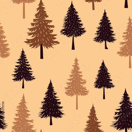 Evergreen Pine Trees Pattern .eps