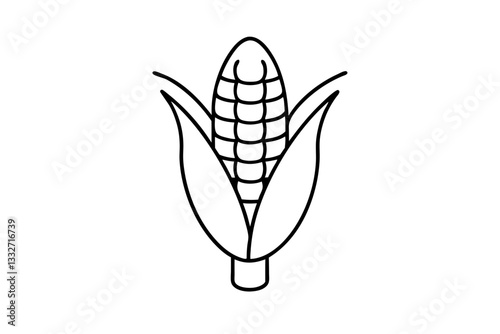 Ear of Corn Line Art Icon – Maize Symbol for Food and Agriculture Apps

