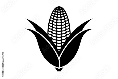 Ear of Corn Line Art Icon – Maize Symbol for Food and Agriculture Apps

